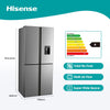 Hisense 392lt Four Door Water Dispenser Fridge, Metallic H520FI-WD