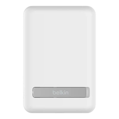 BELKIN BOOSTCHARGE Magnetic Wireless PowerBank 5000 Mah + Stand - For Apple iPhone 12/13/14 and Higher Models - White